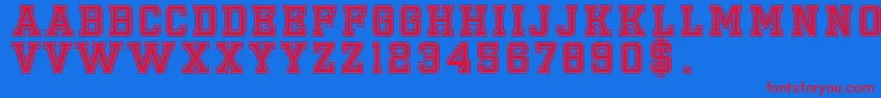 Emilio20 Font – Red Fonts on Blue Background