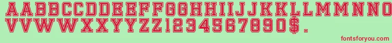 Emilio20 Font – Red Fonts on Green Background