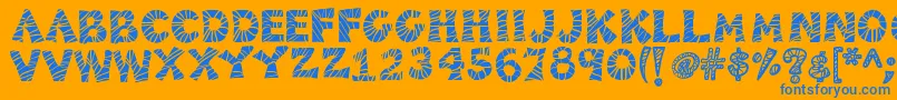 Saiba mais sobre a fonte Kb3zebrapatch Fonte Kb3zebrapatch – fontes azuis em um fundo laranja