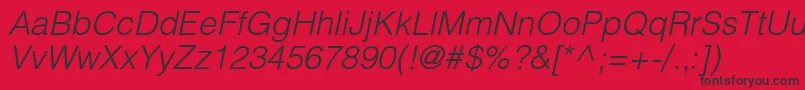 HelioslightItalic Font – Black Fonts on Red Background