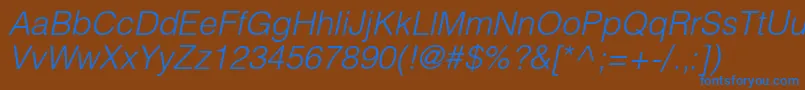 HelioslightItalic Font – Blue Fonts on Brown Background