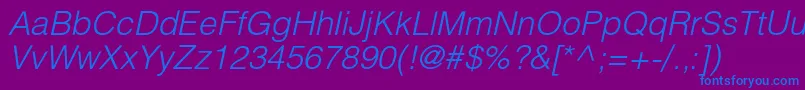 HelioslightItalic Font – Blue Fonts on Purple Background