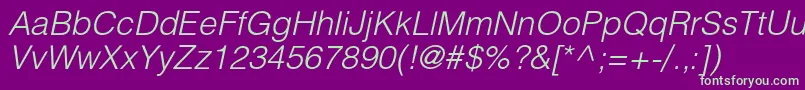 HelioslightItalic Font – Green Fonts on Purple Background