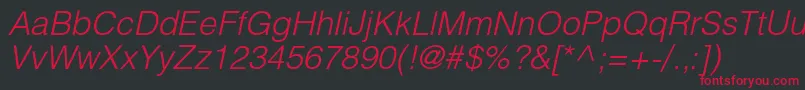 HelioslightItalic Font – Red Fonts on Black Background