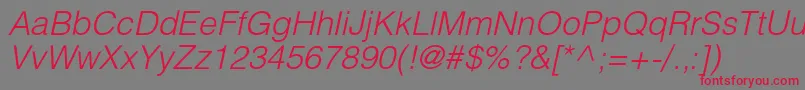 フォントHelioslightItalic – 赤い文字の灰色の背景