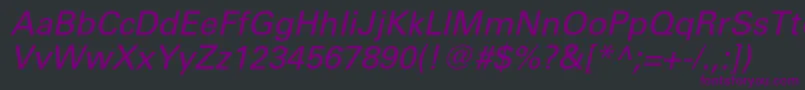 Czcionka UniversltstdObl – fioletowe czcionki na czarnym tle
