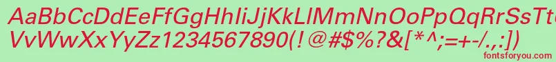 UniversltstdObl Font – Red Fonts on Green Background