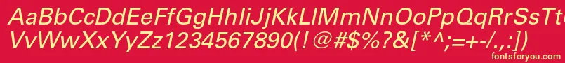 UniversltstdObl Font – Yellow Fonts on Red Background