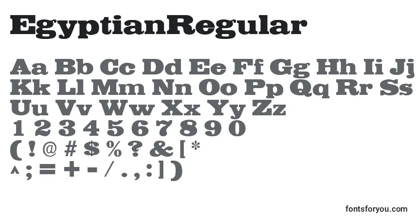 Czcionka EgyptianRegular – alfabet, cyfry, specjalne znaki