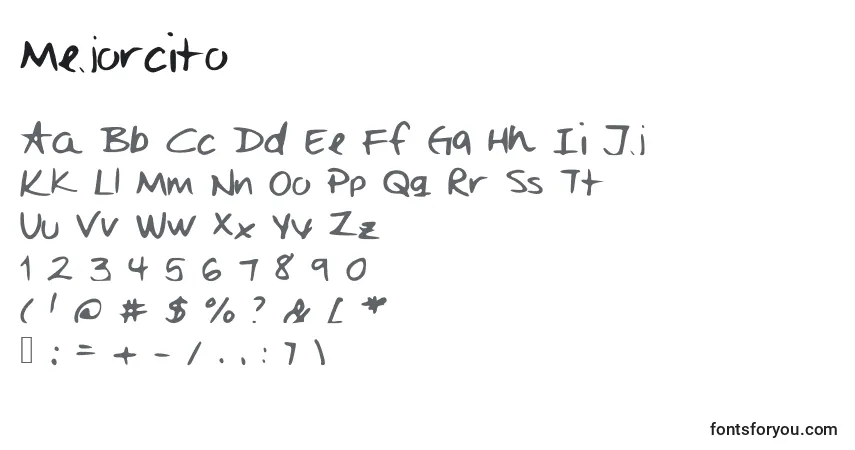 Schriftart Mejorcito – Alphabet, Zahlen, spezielle Symbole