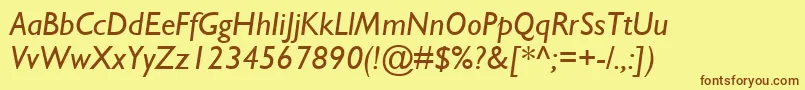 GillSansMtРљСѓСЂСЃРёРІ Font – Brown Fonts on Yellow Background