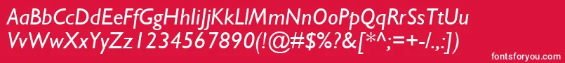 GillSansMtРљСѓСЂСЃРёРІ Font – White Fonts on Red Background