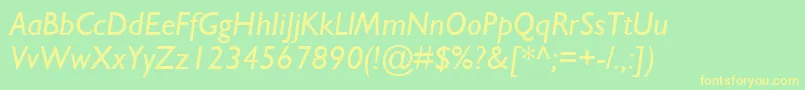 GillSansMtРљСѓСЂСЃРёРІ Font – Yellow Fonts on Green Background