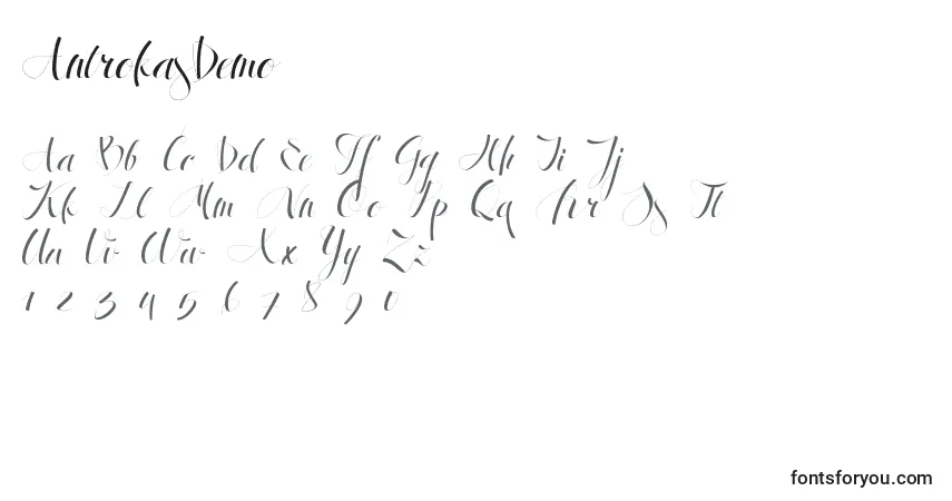 Schriftart AntrokasDemo – Alphabet, Zahlen, spezielle Symbole