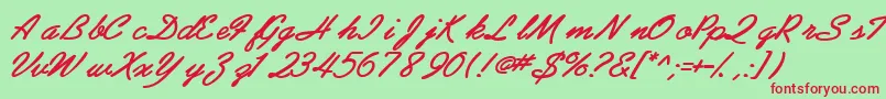 Шрифт Abrazoscriptssk ffy – красные шрифты на зелёном фоне
