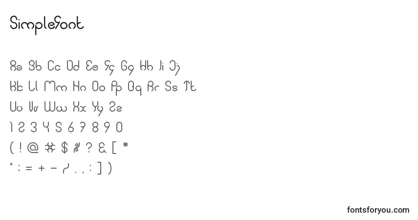 Schriftart SimpleFont – Alphabet, Zahlen, spezielle Symbole