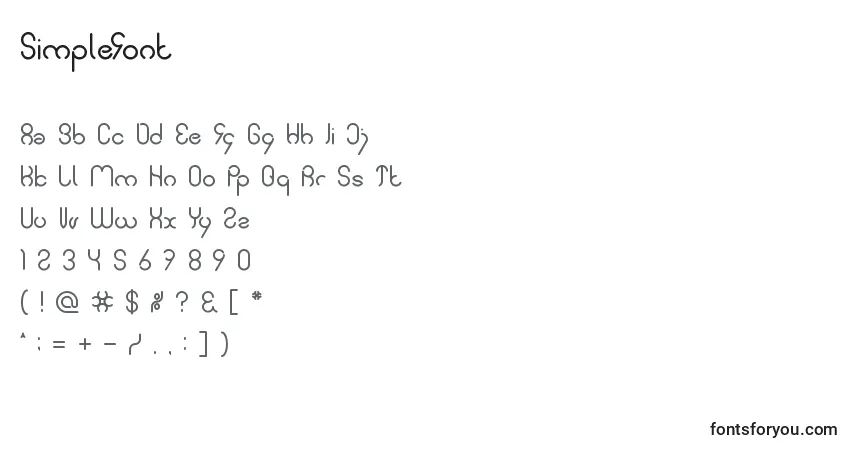 SimpleFont-fontti – aakkoset, numerot, erikoismerkit