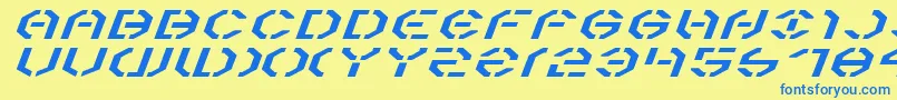 Year3000ExpandedItalic Font – Blue Fonts on Yellow Background