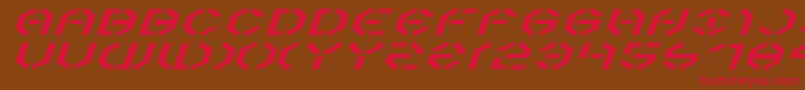 フォントYear3000ExpandedItalic – 赤い文字が茶色の背景にあります。