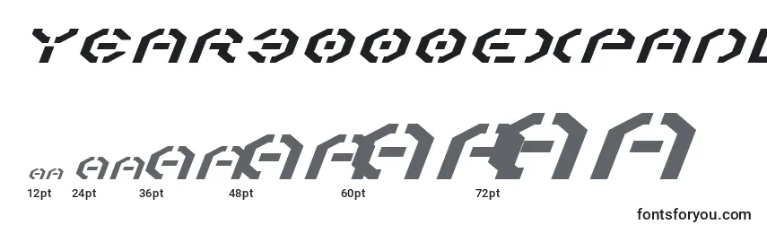 Year3000ExpandedItalic Font Sizes