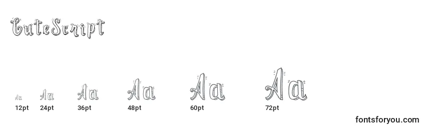 Größen der Schriftart CuteScript