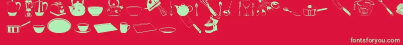 DjKitchen Font – Green Fonts on Red Background