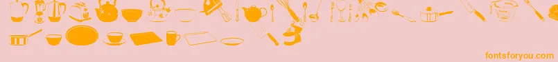 DjKitchen-Schriftart – Orangefarbene Schriften auf rosa Hintergrund