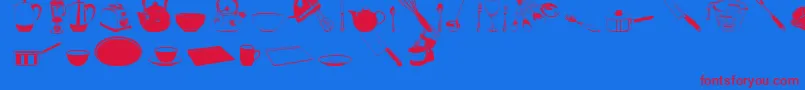 DjKitchen Font – Red Fonts on Blue Background