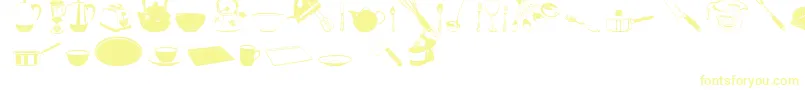 DjKitchen-Schriftart – Gelbe Schriften auf weißem Hintergrund