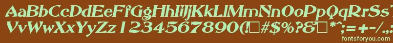 AbbeyOldStyleSfBoldItalic-Schriftart – Grüne Schriften auf braunem Hintergrund