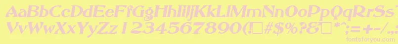AbbeyOldStyleSfBoldItalic-fontti – vaaleanpunaiset fontit keltaisella taustalla