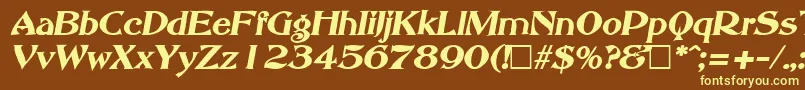 AbbeyOldStyleSfBoldItalic-fontti – keltaiset fontit ruskealla taustalla