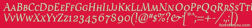 フォントDevroysc – 赤い背景に緑の文字