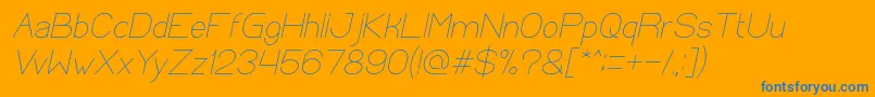 OpticalFiberItalic-Schriftart – Blaue Schriften auf orangefarbenem Hintergrund