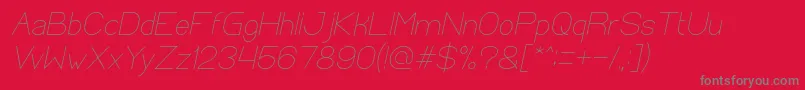 OpticalFiberItalic-fontti – harmaat kirjasimet punaisella taustalla