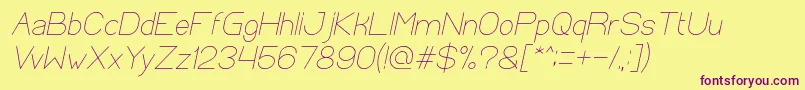 OpticalFiberItalic Font – Purple Fonts on Yellow Background