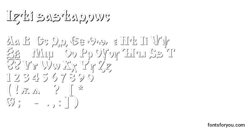 Czcionka Izhitsashadowc – alfabet, cyfry, specjalne znaki