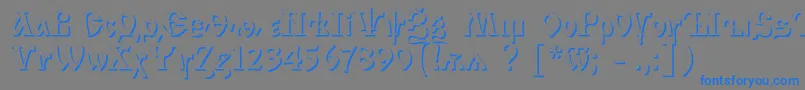 フォントIzhitsashadowc – 灰色の背景に青い文字