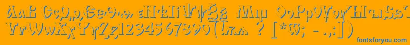 フォントIzhitsashadowc – オレンジの背景に青い文字