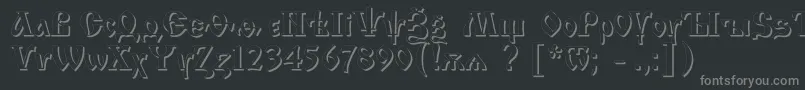 Izhitsashadowc-fontti – harmaat kirjasimet mustalla taustalla