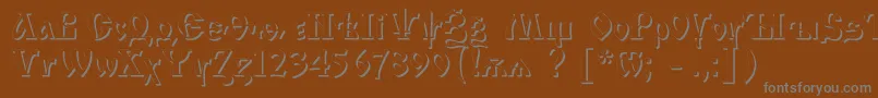 フォントIzhitsashadowc – 茶色の背景に灰色の文字