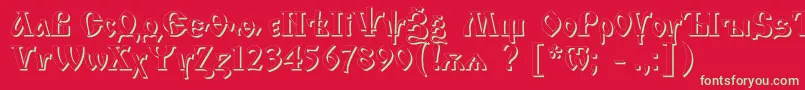 フォントIzhitsashadowc – 赤い背景に緑の文字