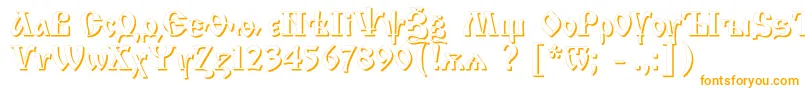 Izhitsashadowc-Schriftart – Orangefarbene Schriften auf weißem Hintergrund