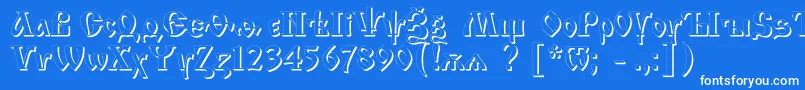 Izhitsashadowc-fontti – valkoiset fontit sinisellä taustalla