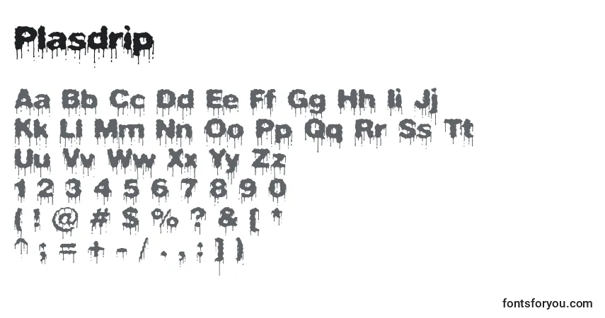 Fuente Plasdrip - alfabeto, números, caracteres especiales