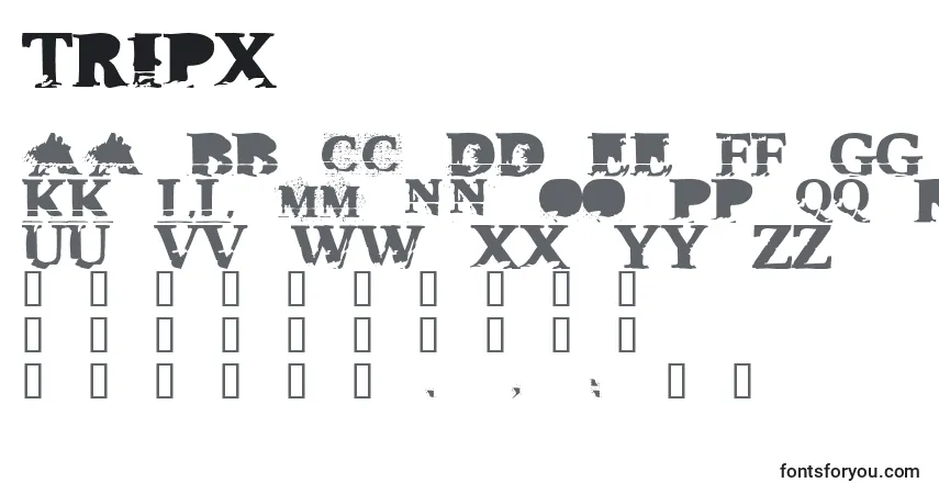 Tripx-fontti – aakkoset, numerot, erikoismerkit