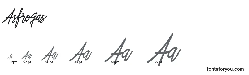 Размеры шрифта Asfrogas