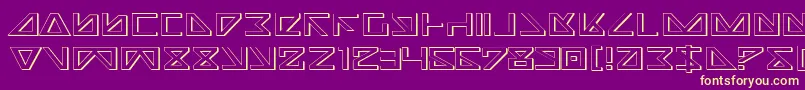 Nicke3D-Schriftart – Gelbe Schriften auf violettem Hintergrund