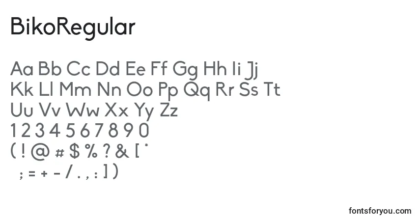 Czcionka BikoRegular – alfabet, cyfry, specjalne znaki