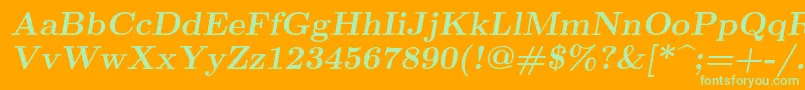 Lmromanslant10Bold-Schriftart – Grüne Schriften auf orangefarbenem Hintergrund